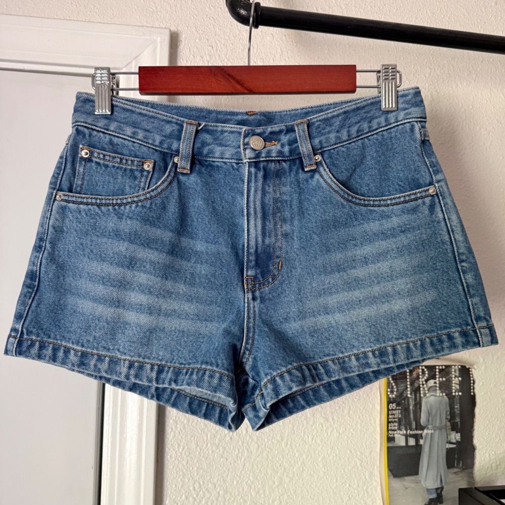 EIGHT CATS blue denim cotton jean high rise shorts